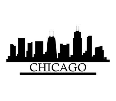 Beyaz arkaplanda Chicago silueti