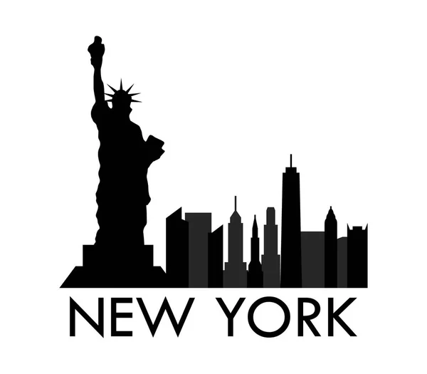 New York Skyline Sur Fond Blanc — Image vectorielle