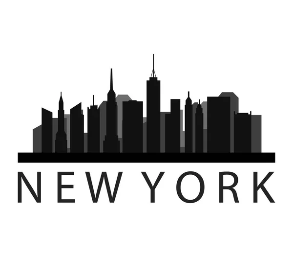 New York Skyline Beyaz Arka Plan Üzerinde — Stok Vektör
