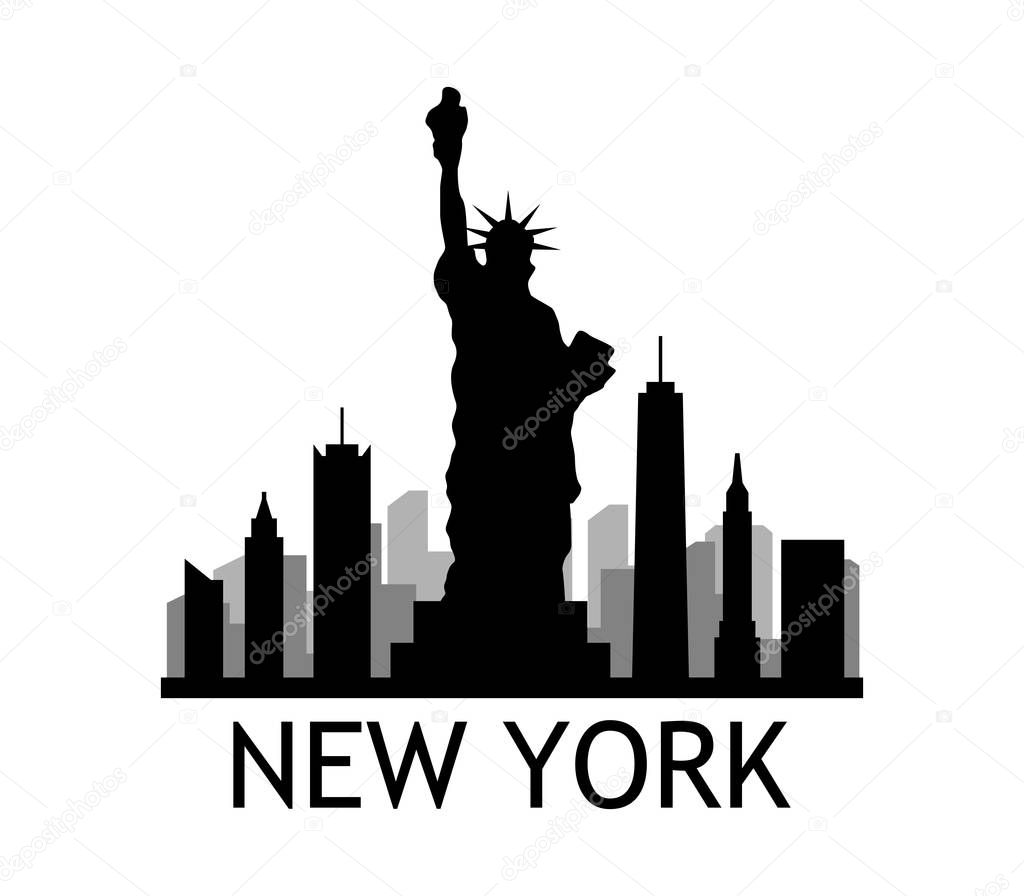 New York skyline on white background