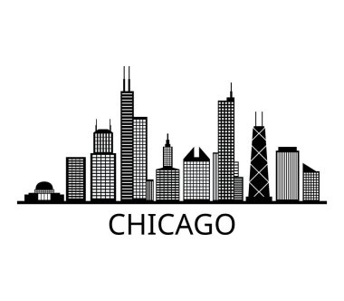 Beyaz arkaplanda Chicago silueti