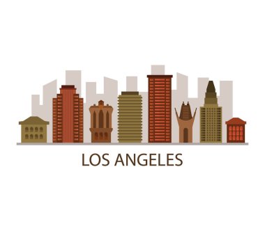 Beyaz arka plan üzerinde Los Angeles manzarası