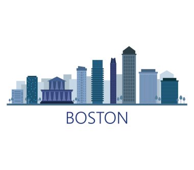 Beyaz arka plan üzerinde Boston manzarası