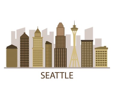 Beyaz arkaplanda ufuk çizgisi Seattle