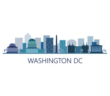 Beyaz arka plan üzerinde Washington manzarası