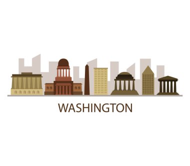 Beyaz arka plan üzerinde Washington manzarası