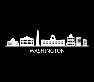 Beyaz arka plan üzerinde Washington manzarası