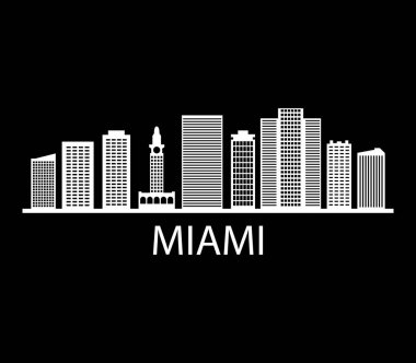 Beyaz arkaplanda Miami ufuk çizgisi