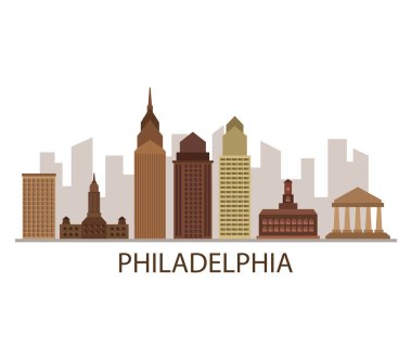 Beyaz arkaplanda Philadelphia silueti