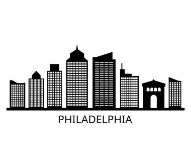 Beyaz arkaplanda Philadelphia silueti