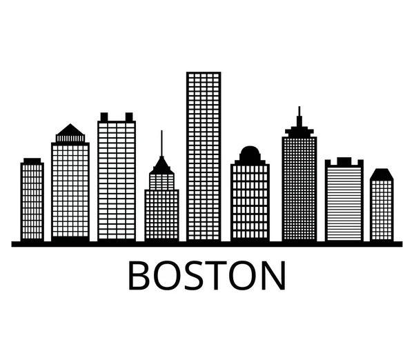 Skyline Boston Sobre Fondo Blanco — Vector de stock