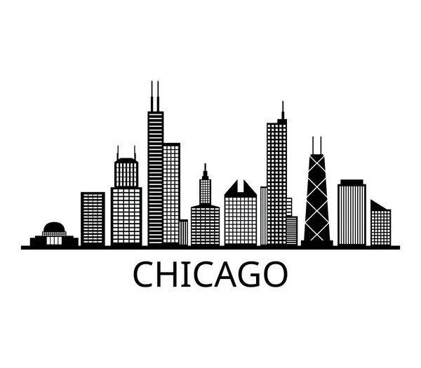 Skyline Chicago Fundo Branco —  Vetores de Stock