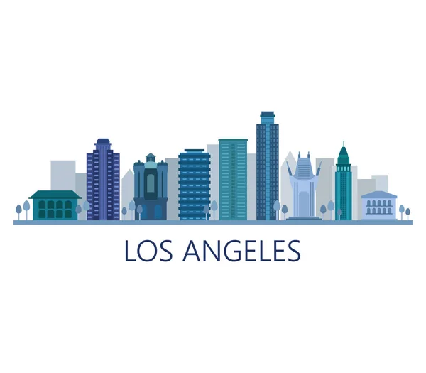 Los Angeles Skyline Fehér Háttér — Stock Vector