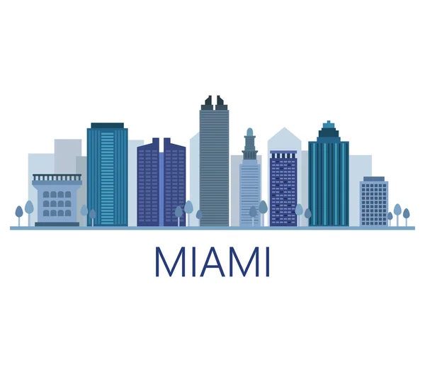 Miami Skyline Fundo Branco —  Vetores de Stock