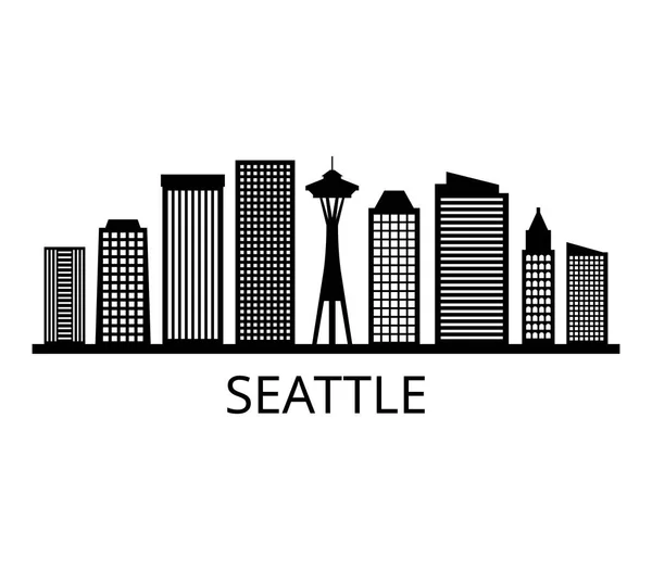 Skyline Seattle Een Witte Achtergrond — Stockvector