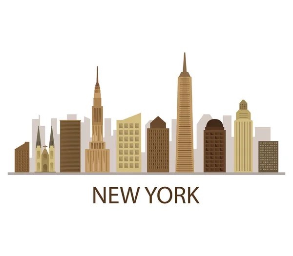 Nova Iorque Skyline Fundo Branco —  Vetores de Stock