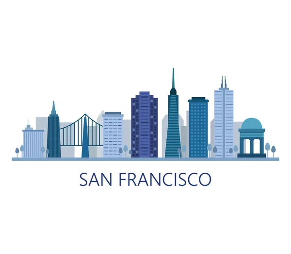 San Francisco Skyline White Background — Stock Vector