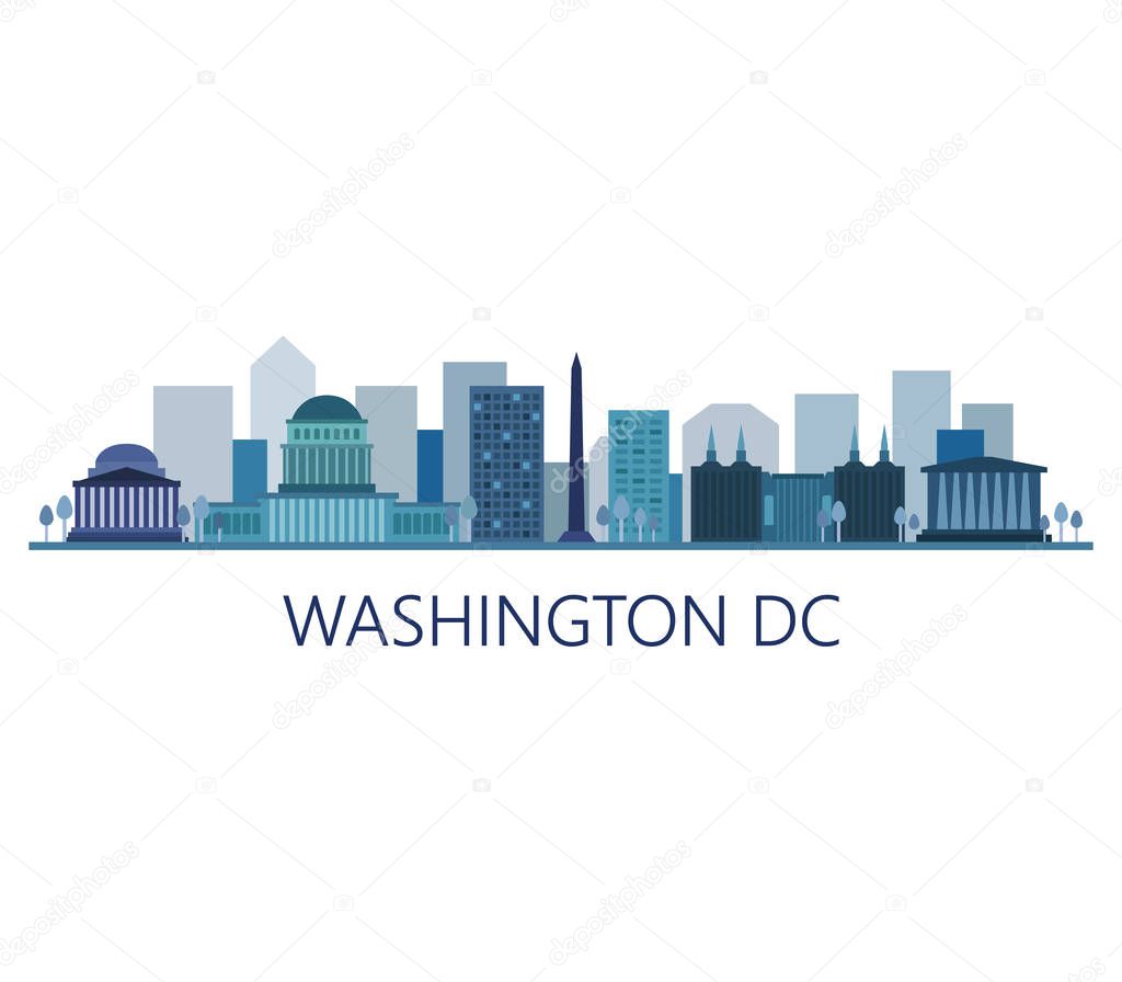 washington skyline on white background