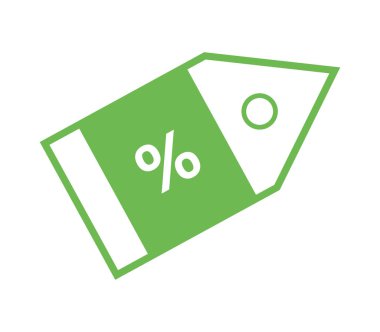 Beyaz arka plan üzerinde indirim simgesi