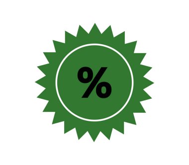 Beyaz arka plan üzerinde indirim simgesi