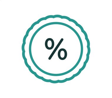 Beyaz arka plan üzerinde indirim simgesi