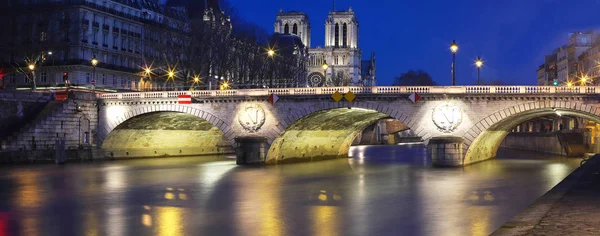 Vista Panoramica Sul Ponte Saint Michel Senna Notte Parigi Francia — Foto Stock