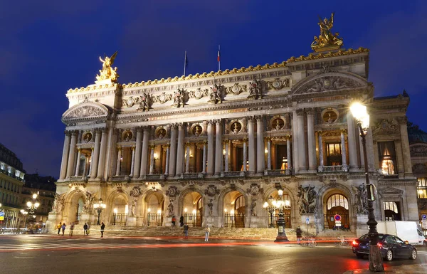 Éjszakai Kilátás Opera National Paris Grand Opera Híres Neobarokk Épület — Stock Fotó