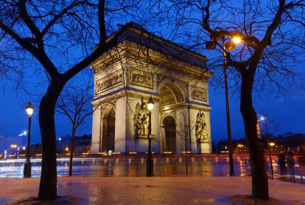 Triumphal Arch Rainy Evening One Most Famous Monuments Paris Honors Stock Image