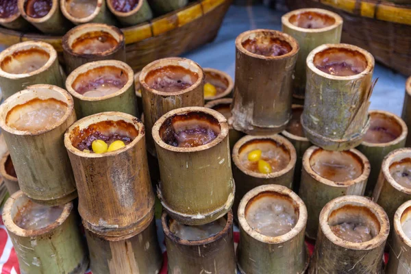 Glutinous Rice Roasted Bamboo Joints Khao Larm Sterilized Thai Desserts — Stock Photo, Image