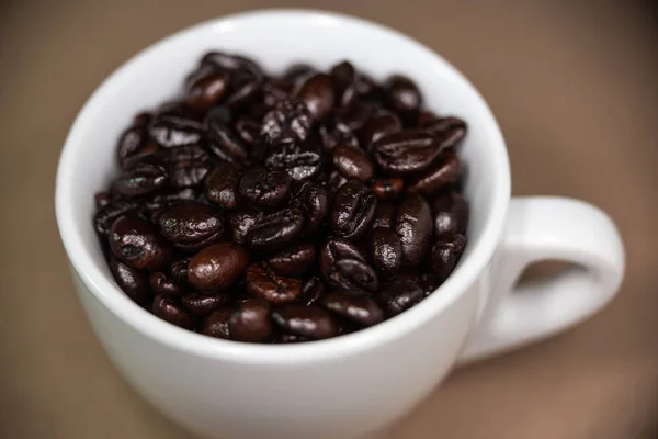 Roasted Coffee Beans White Cup — Stock Photo, Image