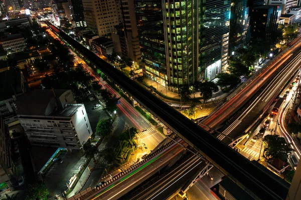 Abstract street night light in the Bangkok Thailand