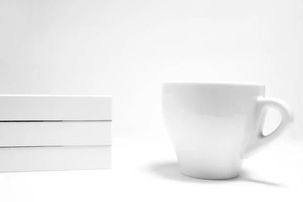 White Cup Met Ruimte Voor Logo Het Witte Boek — Stockfoto