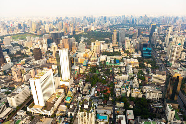 The view of Bangkok, Thailand. View of City on high tower, use for business background