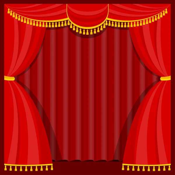 Curtains with lambrequins on the stage — Stock Vector