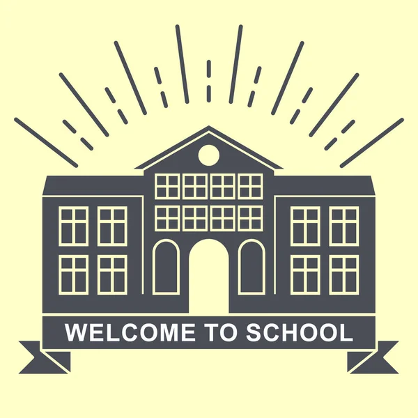 Skola byggnad retro logo emblem — Stock vektor
