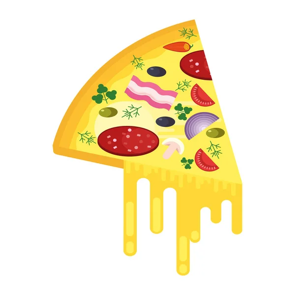 Pedaço de pizza com queijo —  Vetores de Stock