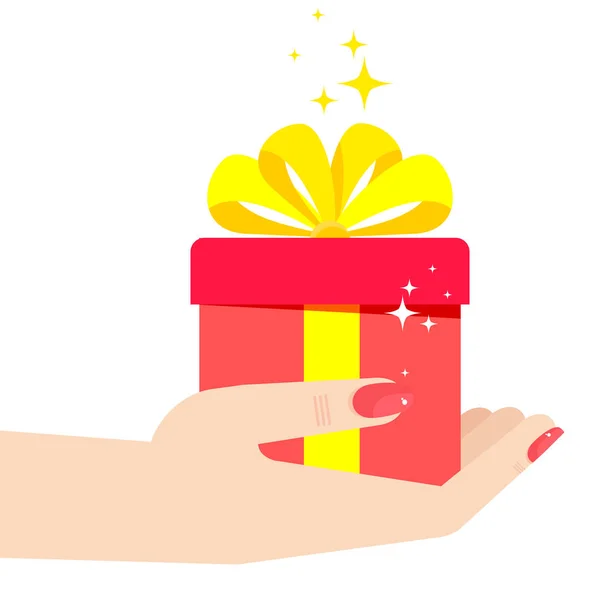 Vrouw hand bedrijf cadeau — Stockvector