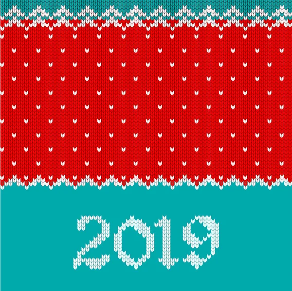2019 knitted template for greeting card — Stock Vector