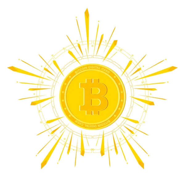 Bitcoin блестят на белом — стоковый вектор