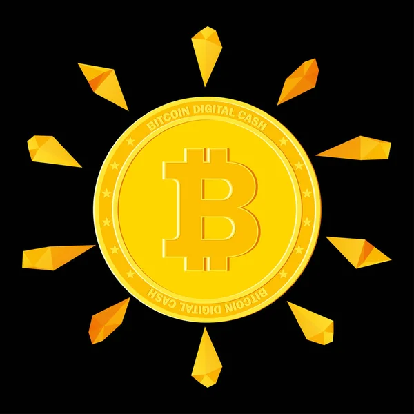 Bitcoin med gyllene sten — Stock vektor