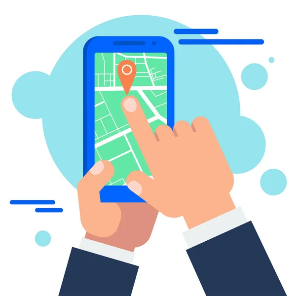 Mobile map navigation — Stock Vector
