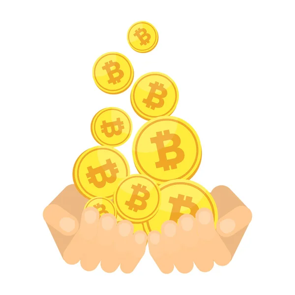 Mains avec Bitcoin — Image vectorielle