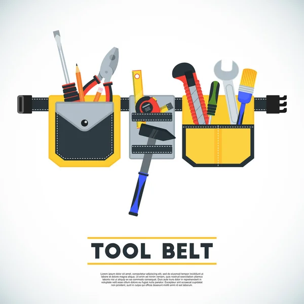 Cartaz de cinto de ferramentas. Imagem conceitual de ferramentas para reparo —  Vetores de Stock
