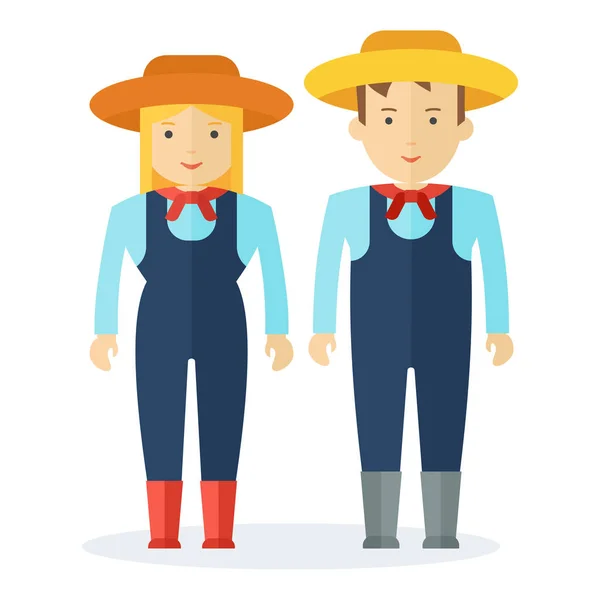 Мужчина-фермер и женщина. Люди в форме и рабочей одежде, персонал . — стоковый вектор