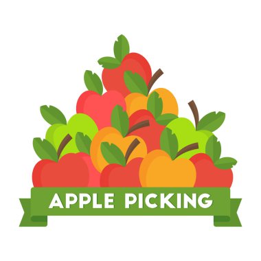 Elma malzeme çekme logo. Doğal ürünler, Çiftlik Market.