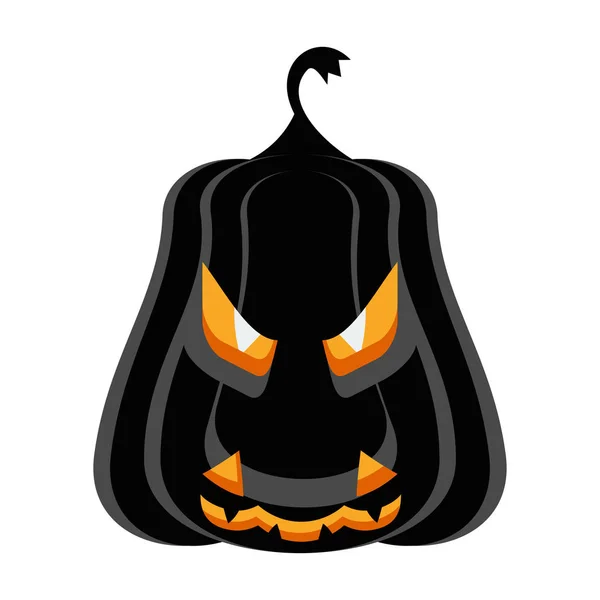 Halloween party karakter zwarte pompoen met kwade ogen branden — Stockvector