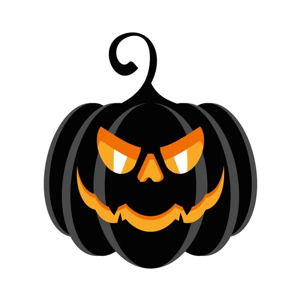 Halloween partito personaggio zucca nera con bruciore occhi maligni — Vettoriale Stock