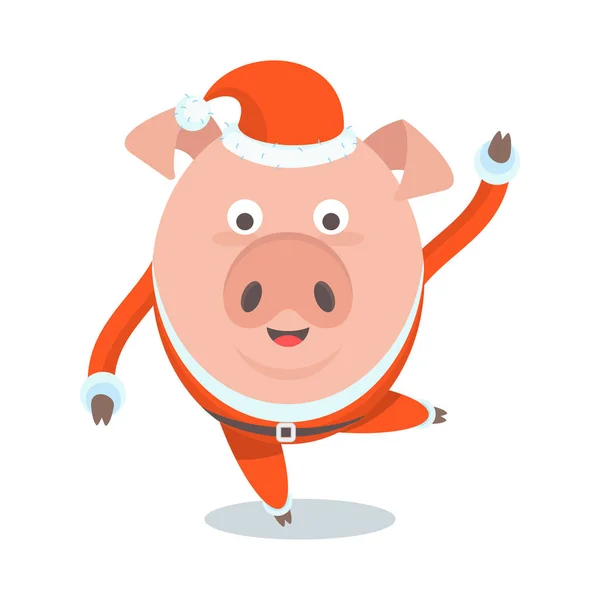 Lustiges Lustiges Schwein Weihnachtsmann Kostüm Eine Figur Für Grußkarten Und — Stockvektor