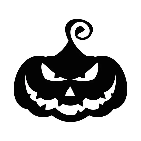 Vector halloween enojado icono negro calabaza. Signo de fiesta Halloween — Archivo Imágenes Vectoriales