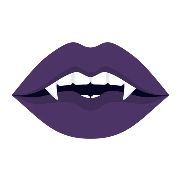 Sexy violet female vampire lips. Halloween party character. — Stock Vector